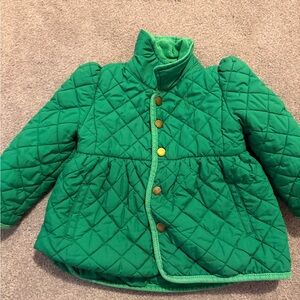 Ralph Lauren Green Quilted Puffer Coat with Gold Buttons